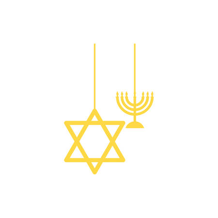 Jewish star and menorah design, Hanukkah holiday celebration judaism religion festival traditional and culture theme Vector illustrationのイラスト素材
