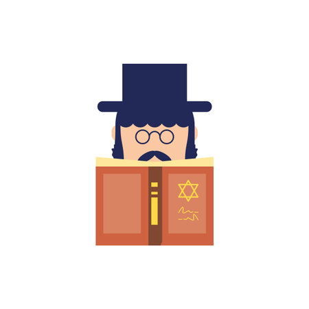 Jewish man design, Hanukkah holiday celebration judaism religion festival traditional and culture theme Vector illustrationのイラスト素材
