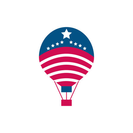 Usa flag hot air balloon design, United states america independence labor day nation us country and national theme Vector illustrationのイラスト素材