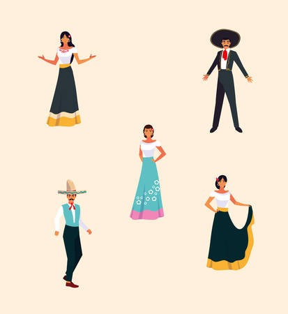 bundle Mexican fiestas with set icons vector illustration designのイラスト素材