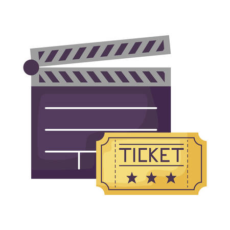 clapboard cinema with ticket isolated icon vector illustration designのイラスト素材