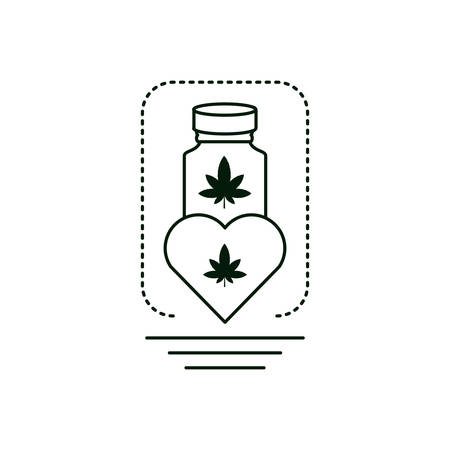 cannabis bottle product with heart vector illustration designのイラスト素材