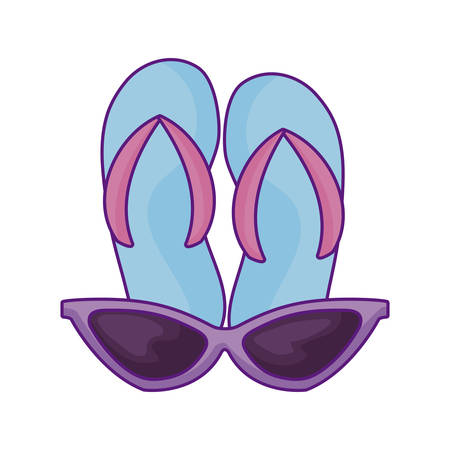 flip flops with sunglasses isolated icon vector illustration designのイラスト素材