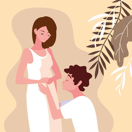 cute couple pregnancy avatar character vector illustration designのイラスト素材