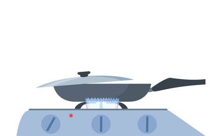 saucepan cap stove preparation cooking vector illustrationのイラスト素材