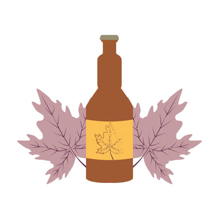 bottle beer and leaf oktoberfest festival icon vector illustration designのイラスト素材