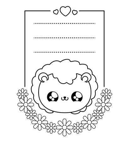 cute lion baby in card style vector illustration designのイラスト素材