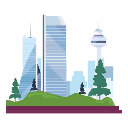 high building city towers park panorama vector illustrationのイラスト素材