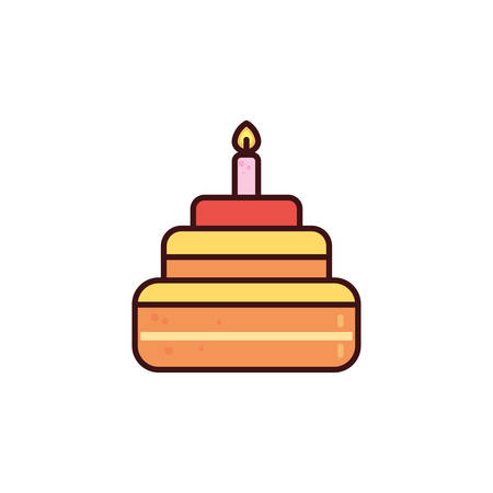 birthday cake with candle in white background vector illustration designのイラスト素材