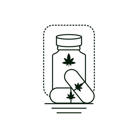 cannabis drug capsules with bottle vector illustration designのイラスト素材