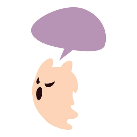 ghost happy halloween celebration talk bubble vector illustrationのイラスト素材