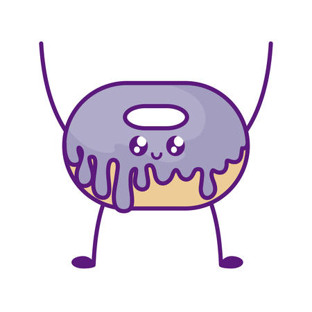 fresh and delicious donut kawaii vector illustration designのイラスト素材
