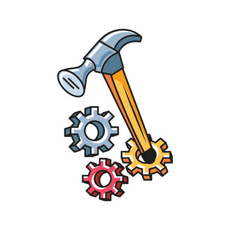 hammer tool handlewith gears pinions vector illustration designのイラスト素材