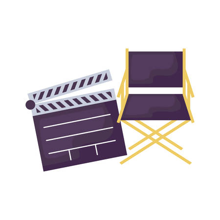 clapboard cinema with chair director vector illustration designのイラスト素材