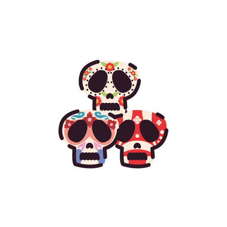 mexican skull head design, Death horror tattoo decoration dark and culture theme Vector illustrationのイラスト素材