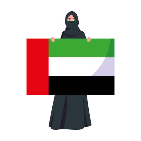 arab woman character in a hijab with flag national vector illustrationのイラスト素材