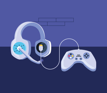 video game control with headset vector illustration designのイラスト素材