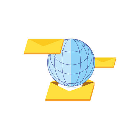 envelopes mail with sphere browser technology vector illustration designのイラスト素材