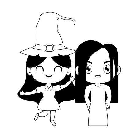 silhouette of children disguised on white background vector illustration designのイラスト素材