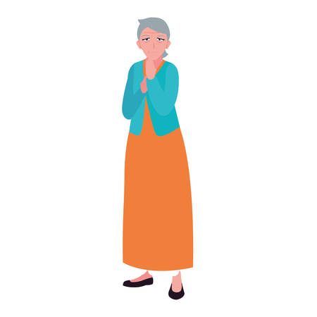 happy grandparents day - cute grandma character vector illustrationのイラスト素材