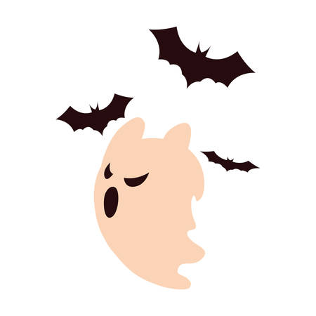 ghost and bats happy halloween celebration design vector illustrationのイラスト素材