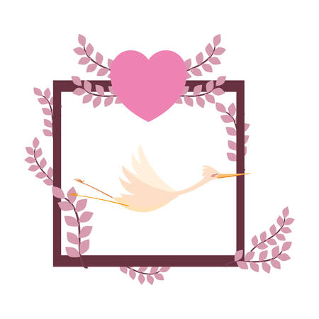 stork flying branches leaves design vector illustrationのイラスト素材