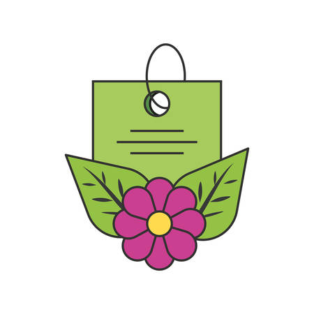 tag commercial with beautiful flower and leafs vector illustration designのイラスト素材