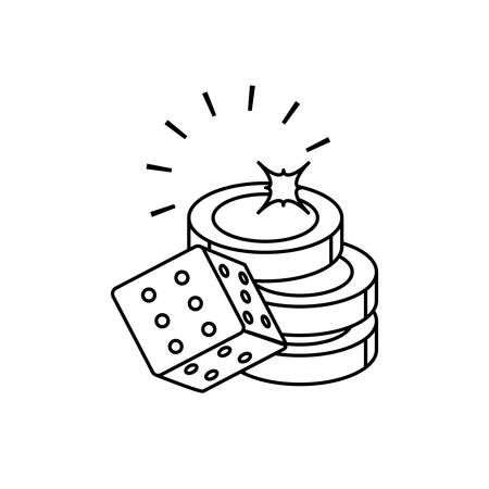 casino games chip with dice vector illustration designのイラスト素材