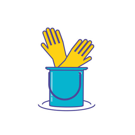 Cleaning gloves and bucket design, Object home work hygiene equipment domestic and housework theme Vector illustrationのイラスト素材