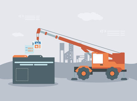 data folder with webpage under cosntruction vector illustration designのイラスト素材