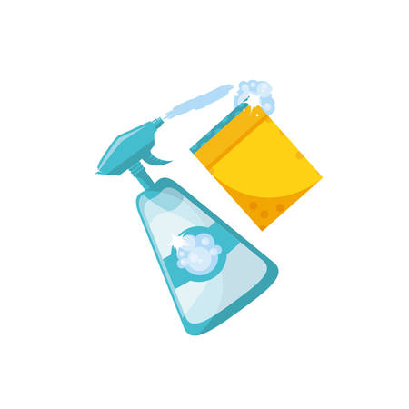 Cleaning detergent and sponge design, Object home work hygiene equipment domestic and housework theme Vector illustrationのイラスト素材