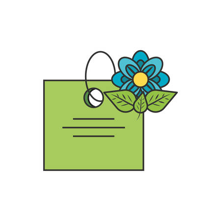 tag commercial with beautiful flower and leafs vector illustration designのイラスト素材