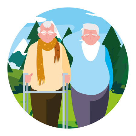 Grandfathers cartoons design, Old person grandparents man avatar senior and adult theme Vector illustrationのイラスト素材