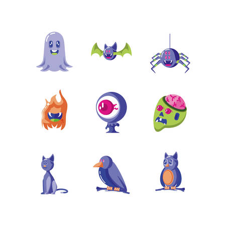 bundle halloween with set icons vector illustration designのイラスト素材