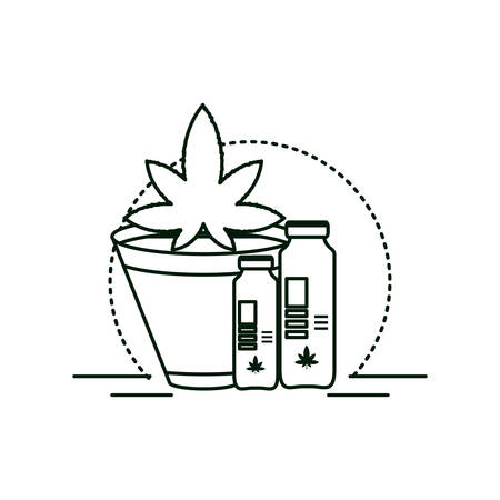 cannabis bottle product with houseplant vector illustration designのイラスト素材