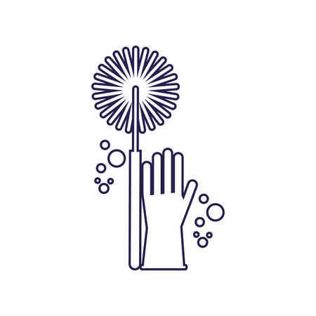 Cleaning mop and glove design, Object home work hygiene equipment domestic and housework theme Vector illustrationのイラスト素材