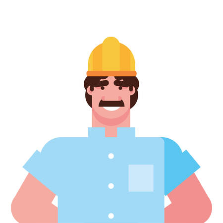 happy labor day - contractor man employee white background vector illustrationのイラスト素材