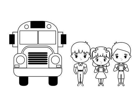 bus school with group of little students vector illustration designのイラスト素材