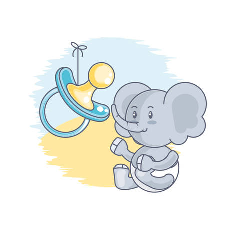 cute elephant baby animal and pacifier vector illustration designのイラスト素材