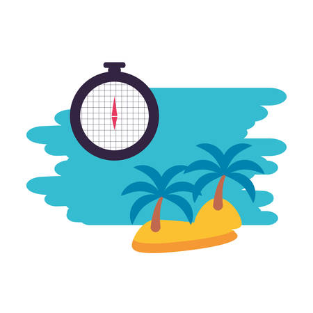 island beach with compass guide vector illustration designのイラスト素材