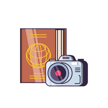 passport document travel with camera photographic vector illustration designのイラスト素材