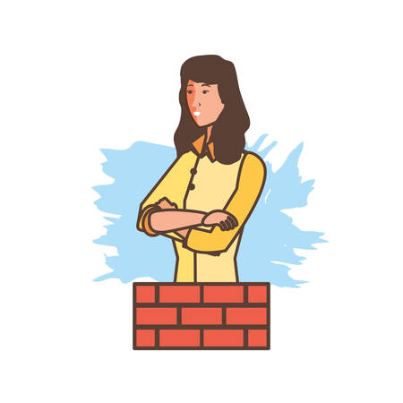 worker construction woman with bricks vector illustration designのイラスト素材