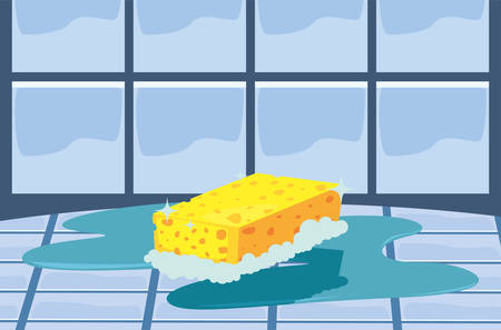 sponge bubbles cleaning products and supplies vector illustrationのイラスト素材