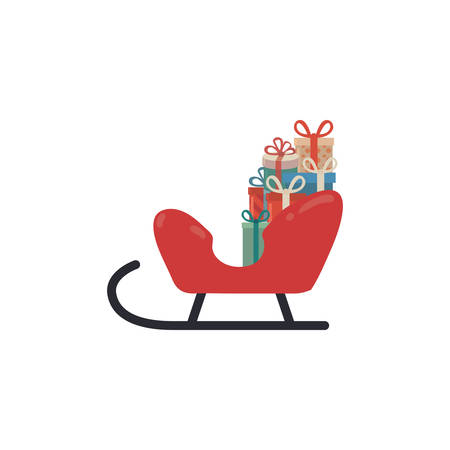 santa claus sleigh with gift boxes on white background vector illustration designのイラスト素材