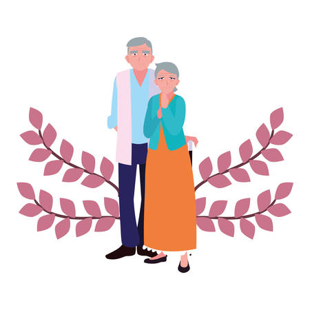 happy grandparents day - couple grandpa and grandma family vector illustrationのイラスト素材