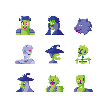 bundle halloween with set icons vector illustration designのイラスト素材