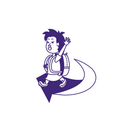 cute little student girl with arrow vector illustration designのイラスト素材