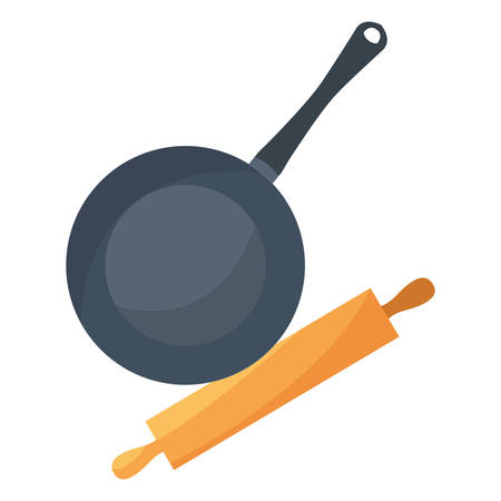 saucepan and rolling pin preparation cooking vector illustrationのイラスト素材