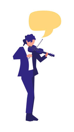 musician man violin playing music vector illustrationのイラスト素材
