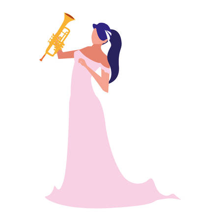 musician woman trumpet playing music design vector illustrationのイラスト素材